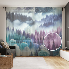Тюль Evrika Home сетка JoyArty Волшебный лес 290x265, tul_sd1030_145x265