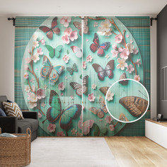 Тюль Evrika Home сетка JoyArty Коллекция бабочек 290x265, tul_sd1162_145x265
