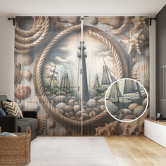 Тюль Evrika Home сетка JoyArty Морской порт 290x265, tul_sd1104_145x265