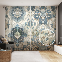 Тюль Evrika Home сетка JoyArty Турецкая плитка 290x265, tul_430014_145x265