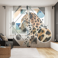 Тюль Evrika Home сетка JoyArty Леопардовая геометрия 290x265, tul_429953_145x265