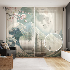 Тюль Evrika Home сетка JoyArty Корабль в море 290x265, tul_429447_145x265