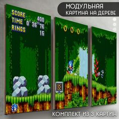 Модульная картина на дереве Бруталити Игры Sonic - 6033