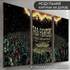 Модульная картина на дереве Бруталити музыка Foo Fighters - 6119
