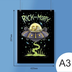 Постер интерьерный Рик и Морти 42х30 см формат А3 No Brand