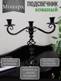 Подсвечник кованый Монарх Акцент Центр Вашего Интерьера 814677055, черный