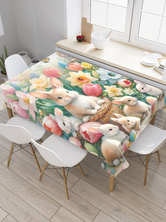 Скатерть на стол прямоугольная JoyArty Кролики в цветах 180x145, tc_sd1948_180x145