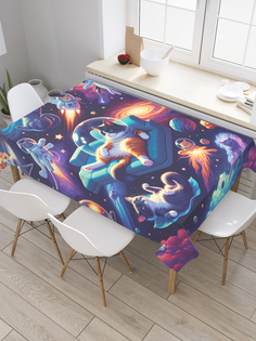 Скатерть на стол прямоугольная JoyArty Космические коты 120х145, tc_sd1425_120x145
