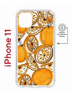 Чехол на iPhone 11 MagSafe с принтом Kruche Print Апельсины противоударный с магнитом КruЧЕ