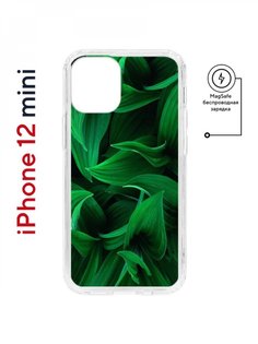 Чехол на iPhone 12 mini MagSafe Kruche Print Grass противоударный с магнитом КruЧЕ