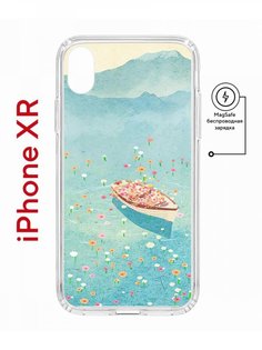Чехол на iPhone XR MagSafe с принтом Kruche Print Озеро цветов противоударный с магнитом КruЧЕ