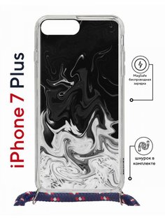 Чехол на iPhone 7 Plus/ 8 Plus MagSafe Kruche Print Разводы краски с магнитом, со шнурком КruЧЕ