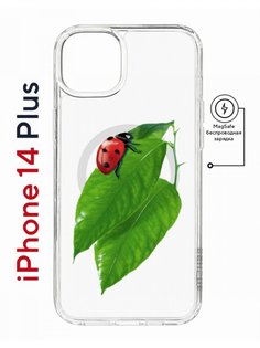 Чехол на iPhone 14 Plus MagSafe с принтом Kruche Print Ladybug противоударный с магнитом КruЧЕ