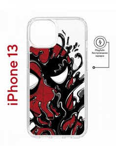 Чехол на iPhone 13 MagSafe Kruche Print Spider-Man-Venom противоударный с магнитом КruЧЕ