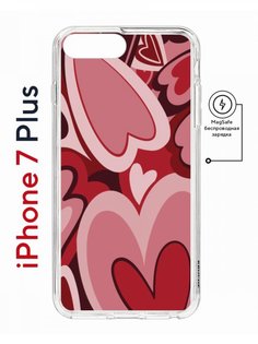 Чехол на iPhone 7 Plus/8 Plus MagSafe Kruche Print Сердечки противоударный с магнитом КruЧЕ