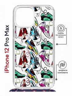 Чехол на iPhone 12 Pro Max MagSafe Kruche Print Кроссы Nike Air Max с магнитом, шнурком КruЧЕ