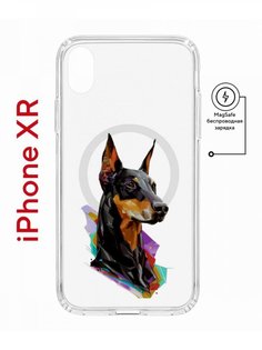 Чехол на iPhone XR MagSafe с принтом Kruche Print Доберман противоударный с магнитом КruЧЕ