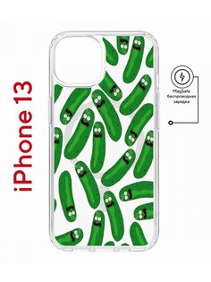 Чехол на iPhone 13 MagSafe с принтом Kruche Print Огурчик Рик противоударный с магнитом КruЧЕ