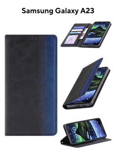 Чехол на Samsung A23 Kruche Purse Combi черный,книжка с карманом для карт,с магнитом КruЧЕ