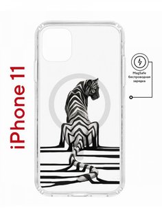 Чехол на iPhone 11 MagSafe с принтом Kruche Print Tiger противоударный с магнитом КruЧЕ