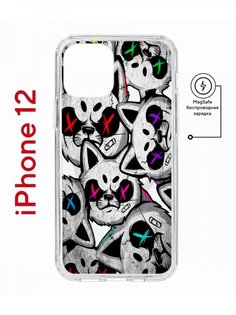 Чехол на iPhone 12/12 Pro MagSafe с принтом Kruche Print Angry Cats с магнитом КruЧЕ