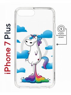 Чехол на iPhone 7 Plus/8 Plus MagSafe Kruche Print Flying Unicorn с магнитом КruЧЕ