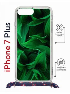 Чехол на iPhone 7 Plus/ 8 Plus MagSafe Kruche Print Grass с магнитом, со шнурком КruЧЕ
