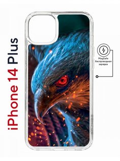 Чехол на iPhone 14 Plus MagSafe с принтом Kruche Print Орел противоударный с магнитом КruЧЕ
