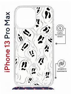 Чехол на iPhone 13 Pro Max MagSafe с принтом Kruche Print Призраки с магнитом, со шнурком КruЧЕ