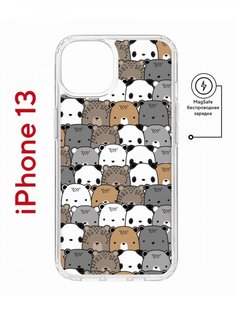 Чехол на iPhone 13 MagSafe с принтом Kruche Print Медвежата противоударный с магнитом КruЧЕ