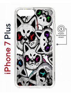 Чехол на iPhone 7 Plus/8 Plus MagSafe Kruche Print Angry Cats противоударный с магнитом КruЧЕ