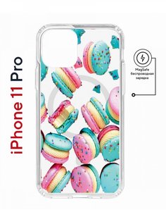 Чехол на iPhone 11 Pro MagSafe с принтом Kruche Print Макарон противоударный с магнитом КruЧЕ