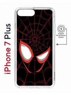 Чехол на iPhone 7 Plus/8 Plus MagSafe Kruche Print Человек-Паук черныи? с магнитом КruЧЕ