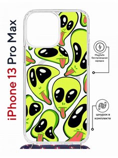 Чехол на iPhone 13 Pro Max MagSafe Kruche Print Инопланетянин с магнитом, со шнурком КruЧЕ
