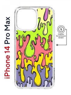 Чехол на iPhone 14 Pro Max MagSafe Kruche Print Абстракция Капли противоударный с магнитом КruЧЕ