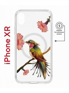 Чехол на iPhone XR MagSafe с принтом Kruche Print Колибри противоударный с магнитом КruЧЕ