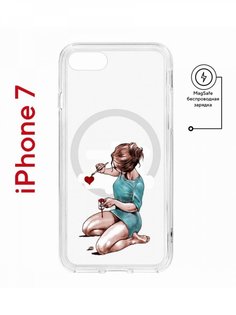Чехол на iPhone 7, 8, SE 2020 2022 MagSafe Kruche Print Рисуя любовь с магнитом КruЧЕ