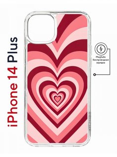 Чехол на iPhone 14 Plus MagSafe с принтом Kruche Print Сердце противоударный с магнитом КruЧЕ