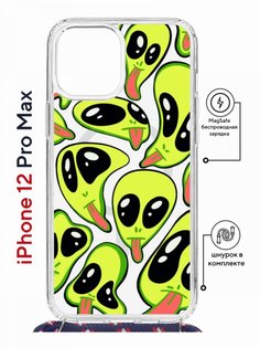 Чехол на iPhone 12 Pro Max MagSafe Kruche Print Инопланетянин с магнитом, со шнурком КruЧЕ