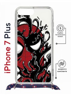 Чехол на iPhone 7 Plus/ 8 Plus MagSafe Kruche Print Spider-Man-Venom с магнитом, шнурком КruЧЕ