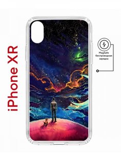 Чехол на iPhone XR MagSafe Kruche Print Маленький принц противоударный с магнитом КruЧЕ