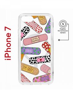 Чехол на iPhone 7, 8, SE 2020 2022 MagSafe Kruche Print Милые пластыри с магнитом КruЧЕ