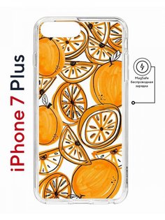 Чехол на iPhone 7 Plus/8 Plus MagSafe Kruche Print Апельсины противоударный с магнитом КruЧЕ