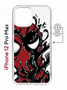 Чехол на iPhone 12 Pro Max MagSafe Kruche Print Spider-Man-Venom противоударный с магнитом КruЧЕ