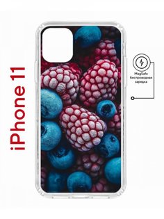 Чехол на iPhone 11 MagSafe с принтом Kruche Print Fresh berries противоударный с магнитом КruЧЕ