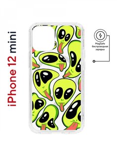Чехол на iPhone 12 mini MagSafe Kruche Print Инопланетянин противоударный с магнитом КruЧЕ