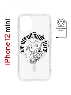 Чехол на iPhone 12 mini MagSafe Kruche Print J-Cat противоударный с магнитом КruЧЕ