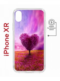 Чехол на iPhone XR MagSafe с принтом Kruche Print Pink heart противоударный с магнитом КruЧЕ