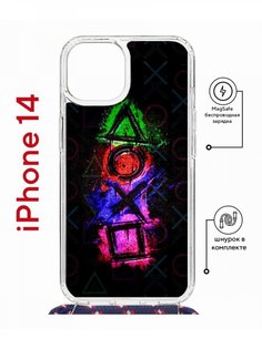 Чехол на iPhone 14 MagSafe с принтом Kruche Print Гейминг с магнитом, со шнурком КruЧЕ