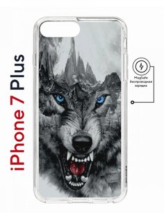 Чехол на iPhone 7 Plus/8 Plus MagSafe Kruche Print Волк противоударный с магнитом КruЧЕ